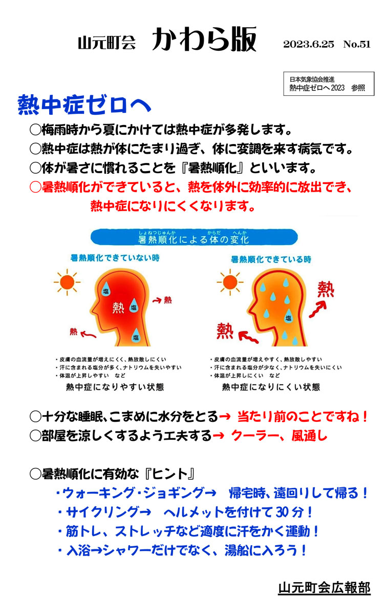 かわら版No.50 熱中症ゼロへ の画像